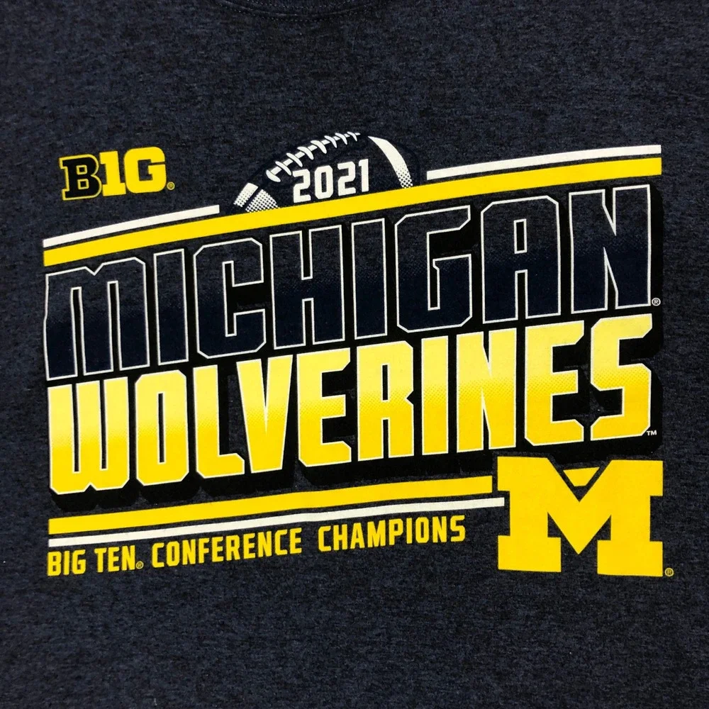 Champion‎ Michigan Wolverines 2021 Big Ten Champs T-Shirt Heather Gray M - Picture 3 of 6